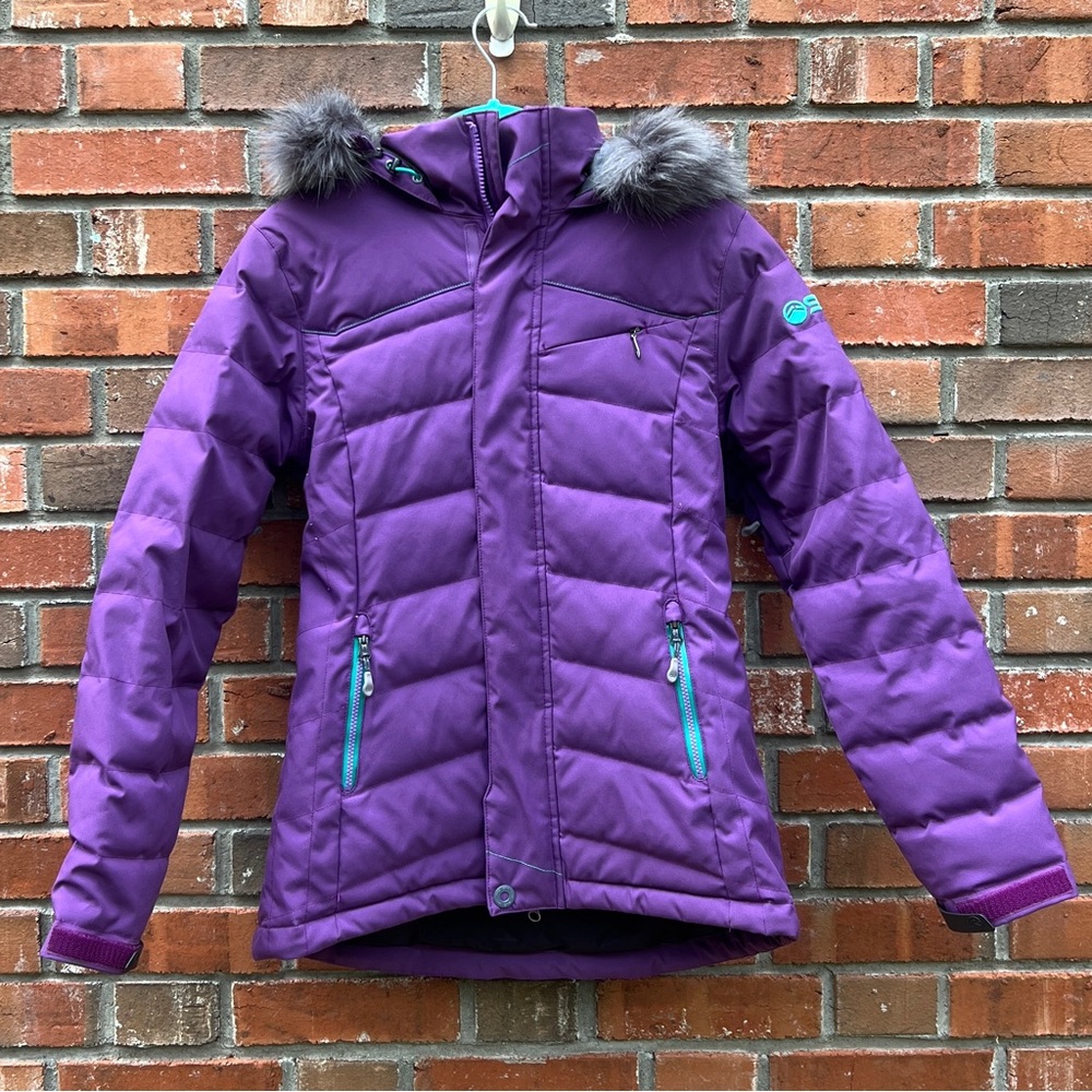 Sync Woman’s Purple Ski Jacket with Faux Fur Trim Size XS